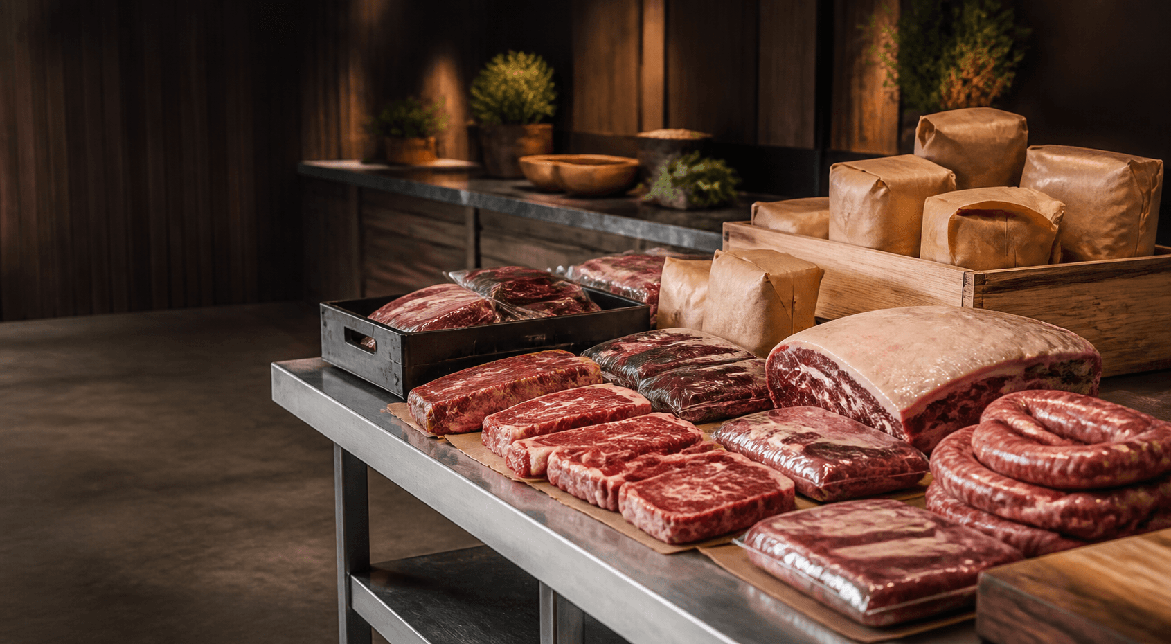 Prepared bulk meat order with packaging